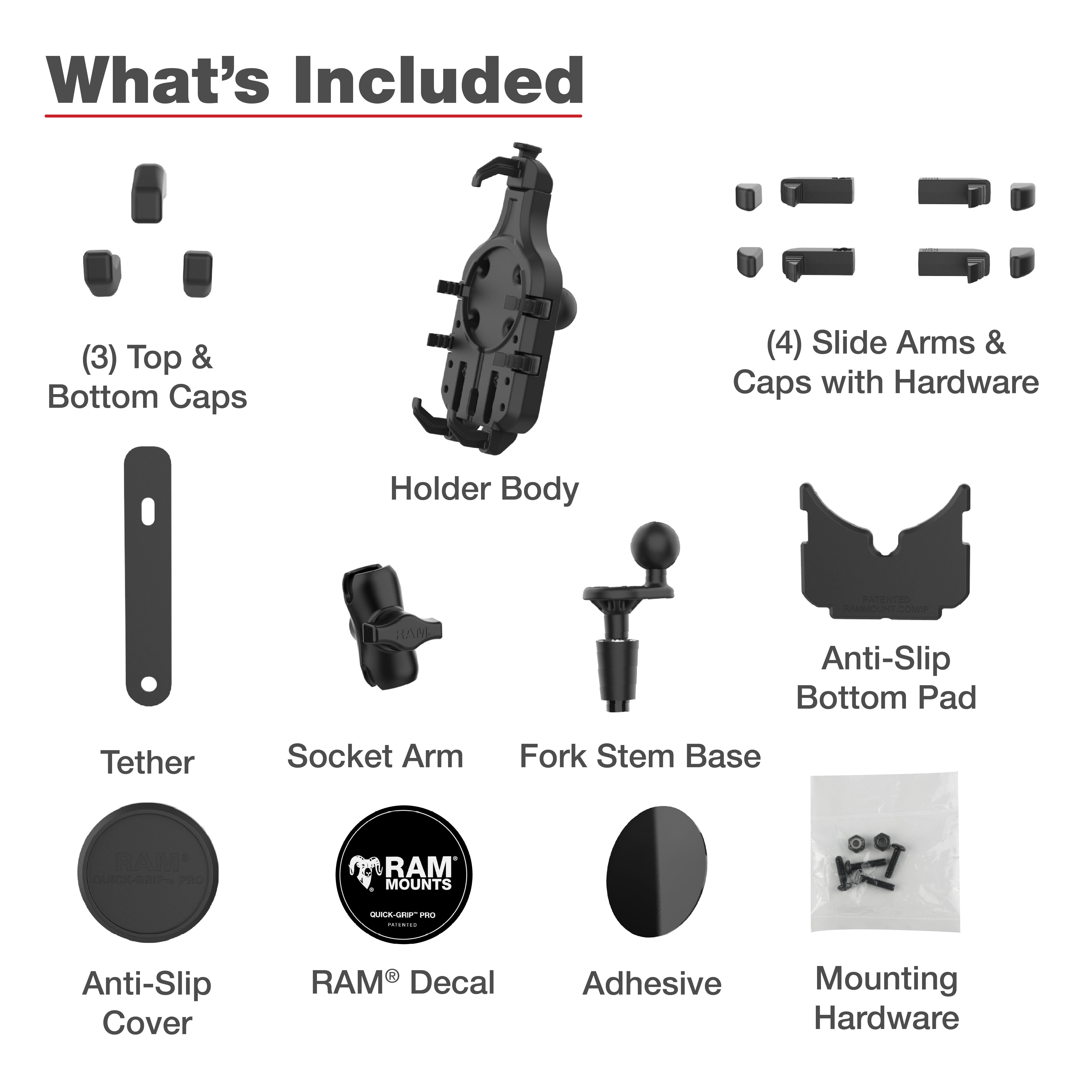 RAM® Quick-Grip™ Pro Phone Mount with Fork Stem Base - Short – RAM