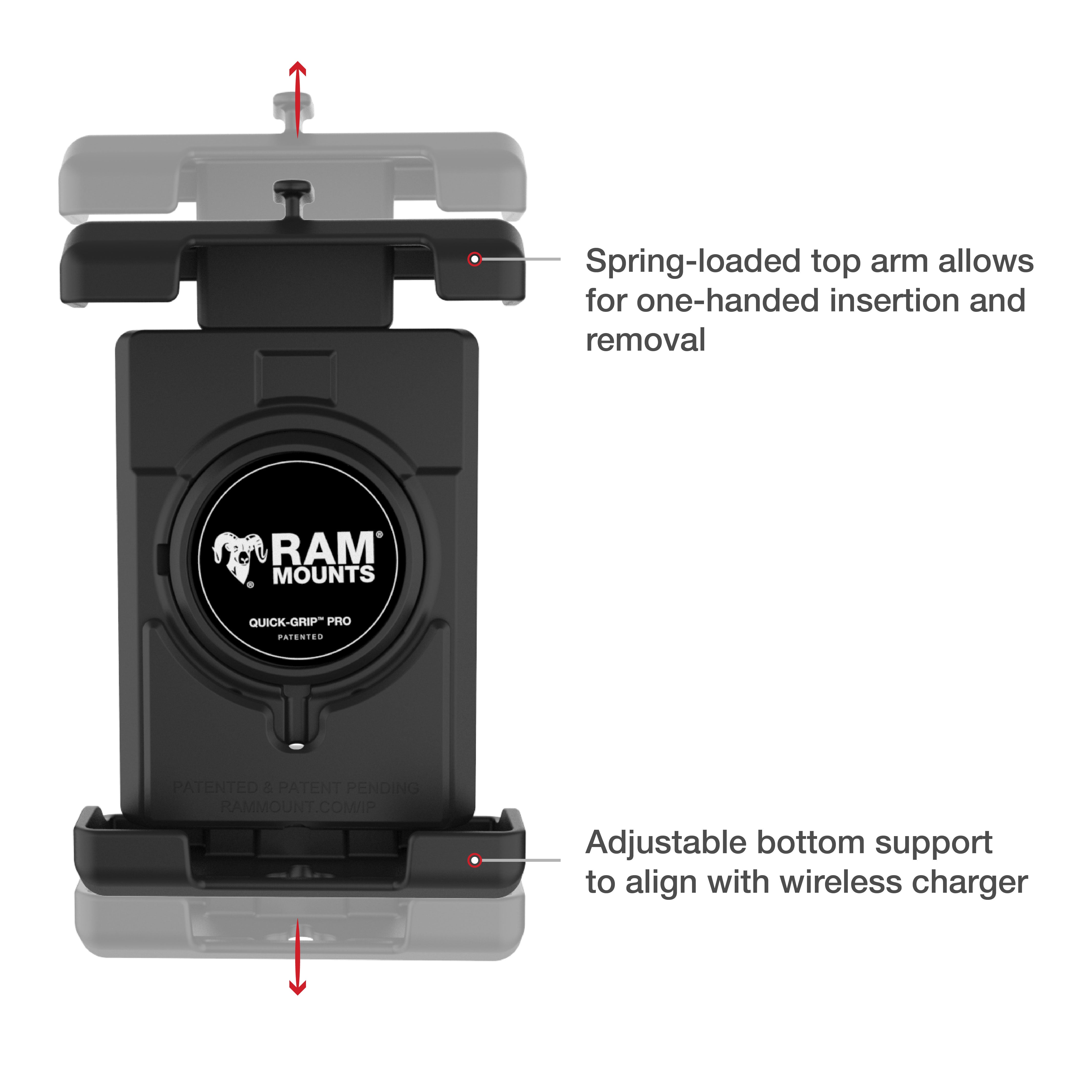 RAM® Quick-Grip™ Pro XL Phone Mount with Fork Stem Base - Short