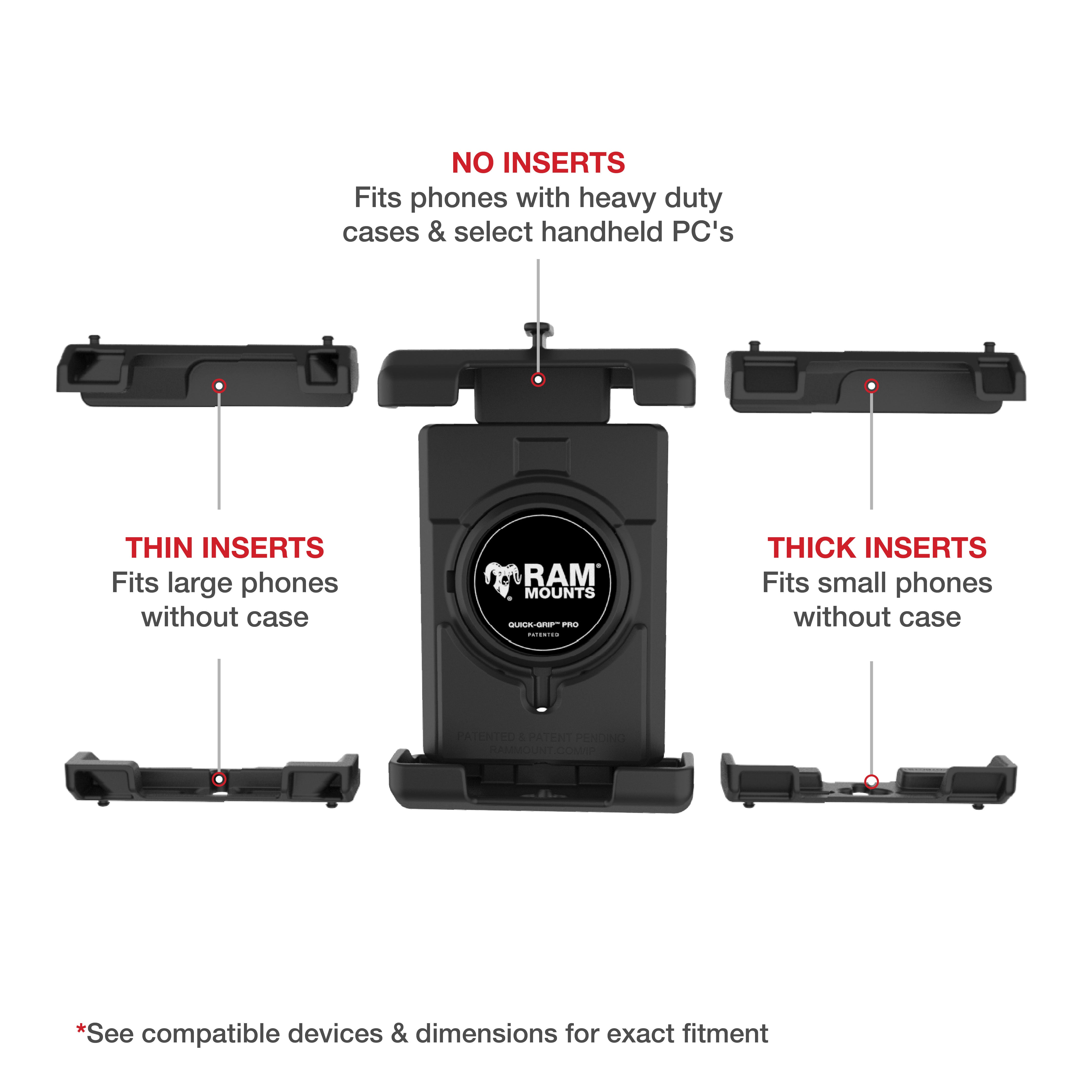 RAM® Quick-Grip™ Pro XL Phone Mount with Fork Stem Base - Short