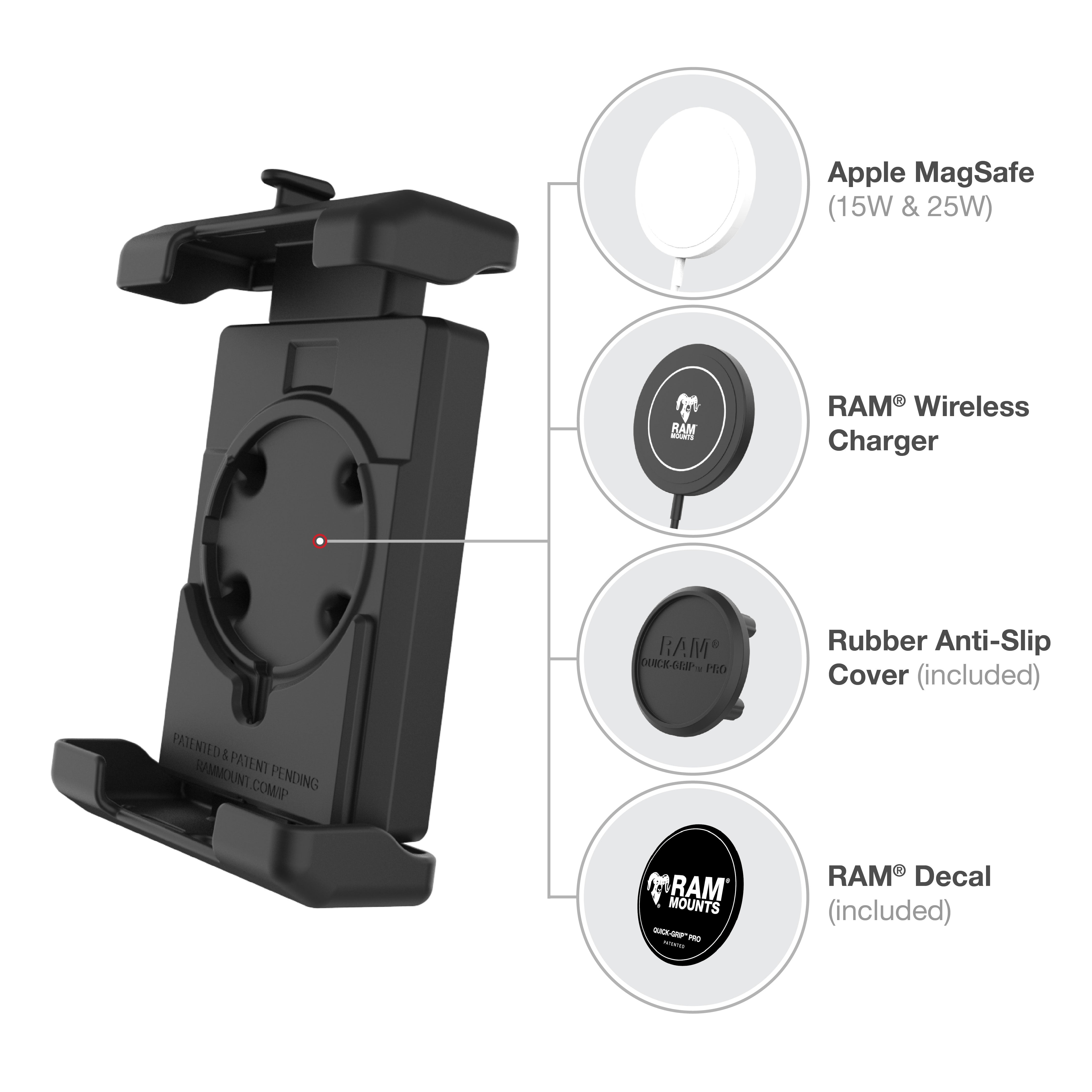 RAM® Quick-Grip™ Pro XL Phone Mount with Fork Stem Base - Short