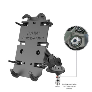 RAM® Quick-Grip™ XL Phone Holder with Fork Stem Wedge Base - Short