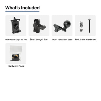 RAM® Quick-Grip™ Pro XL Phone Mount with Fork Stem Wedge Base - Short
