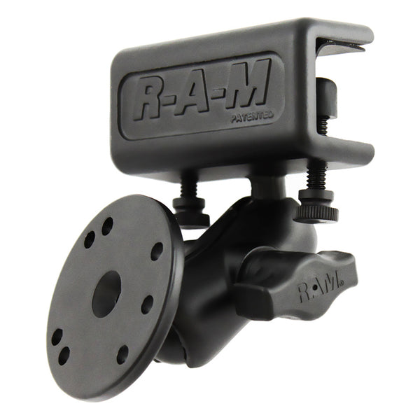 RAM® Glare Shield Clamp Double Ball Mount with Round Plate – RAM