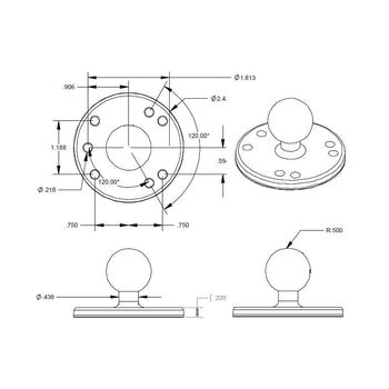 RAM® Chrome Round Plate with Ball