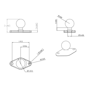 RAM® Chrome Diamond Ball Base