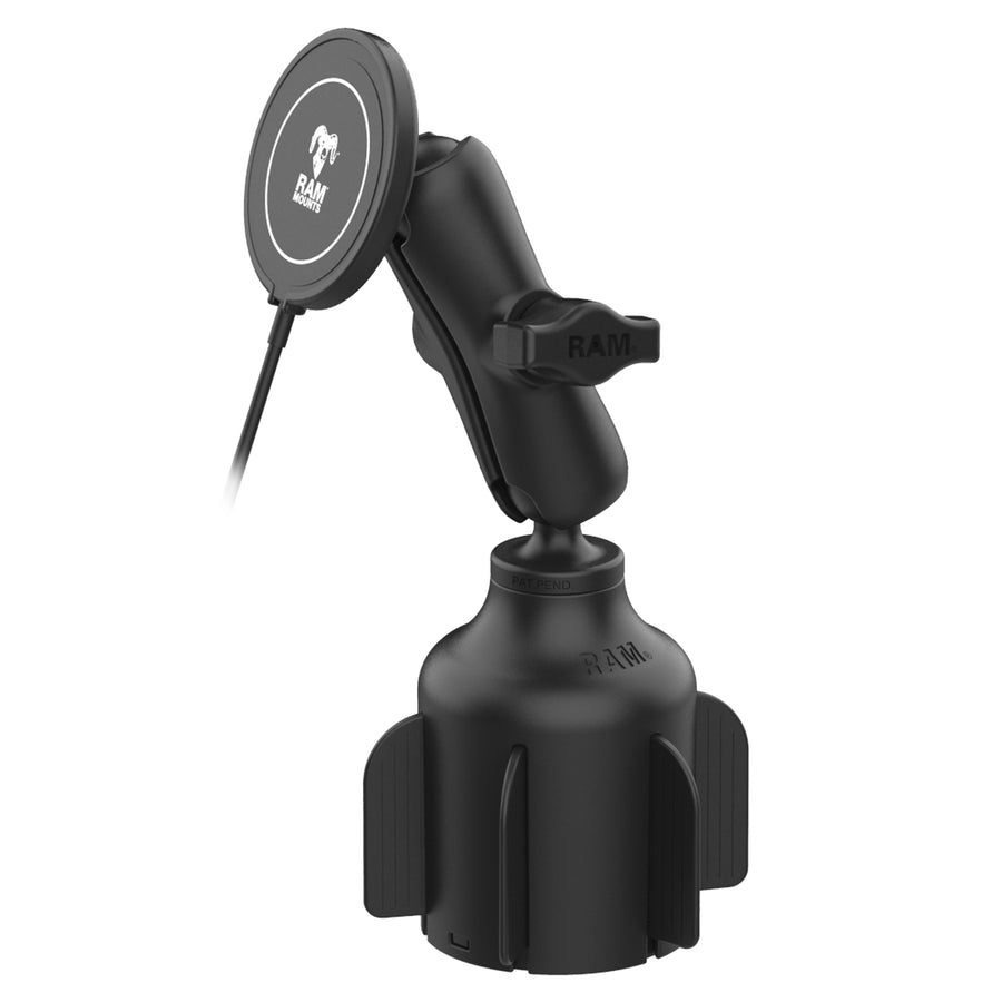 RAM® Stubby™ Cup Holder Mount with RAM® Qi2 15W Wireless Charger