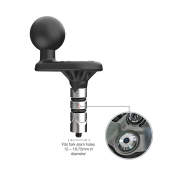 RAM® Motorcycle Fork Stem Wedge Ball Base - 12-18mm Holes