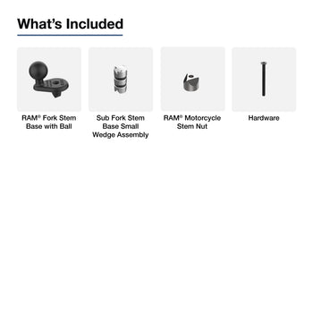 RAM® Motorcycle Fork Stem Wedge Ball Base - 12-18mm Holes