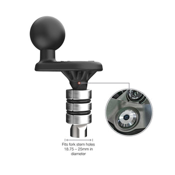 RAM® Motorcycle Fork Stem Wedge Ball Base - 19-25mm Holes