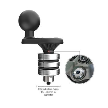 RAM® Motorcycle Fork Stem Wedge Ball Base - 25-32mm Holes