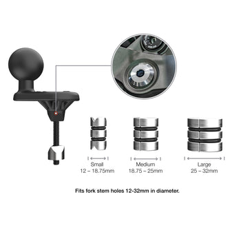 RAM® Motorcycle Fork Stem Wedge Ball Base - 12-32mm Holes