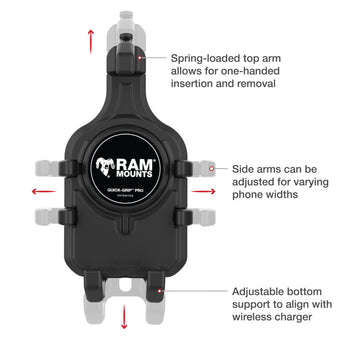 RAM® Quick-Grip™ Pro Phone Mount with Small Tough-Claw™ Base - Medium
