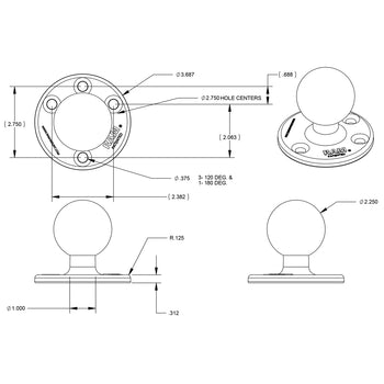 RAM® Large Round Plate with Ball - D Size