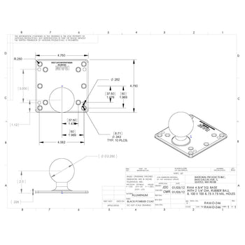 RAM® 100x100mm VESA Plate with Ball - D Size No Spacers