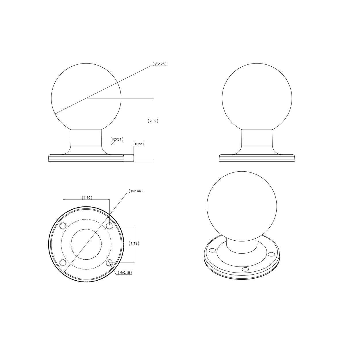 RAM® Round AMPS Plate with Ball – RAM® Mounts
