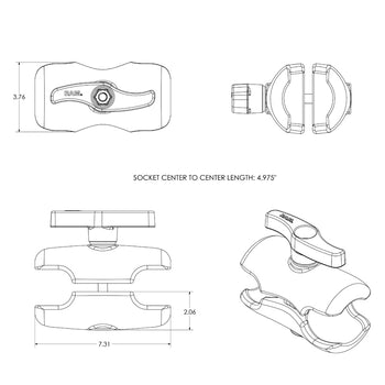 RAM® Double Socket Arm - E Size Short