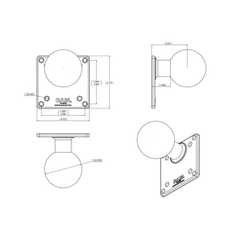 RAM® 100x100mm VESA Plate with Ball - E Size