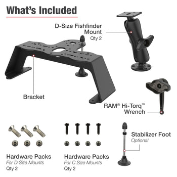 RAM Fish Finder Deck Kit with Dual Humminbird Helix 8-10 & XPLORE Mount