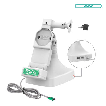 RAM-GDS-DOCKL-D14-U4C-2A-GRY:RAM-GDS-DOCKL-D14-U4C-2A-GRY_1:GDS Uni-Conn™ Locking Tilt & Swivel Dock with USB-C + Data - Gray