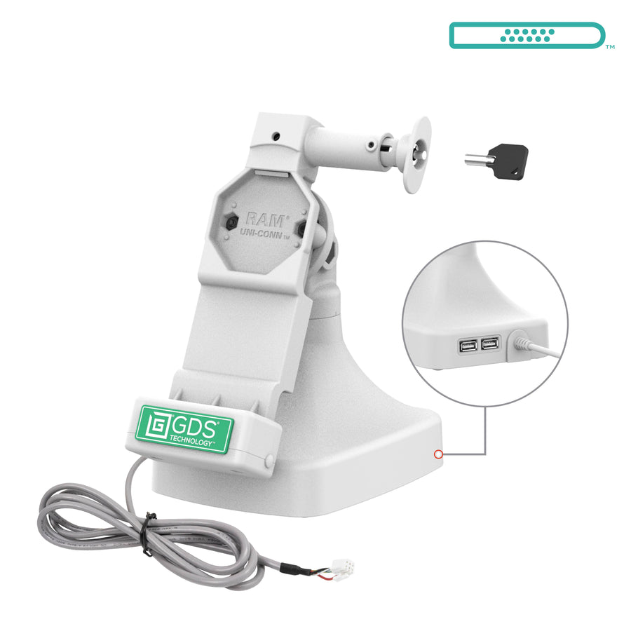 GDS® Uni-Conn™ Locking Tilt & Swivel Dock with PoE + Data - Gray