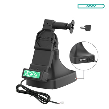 RAM-GDS-DOCKL-D14-U4E-2A:RAM-GDS-DOCKL-D14-U4E-2A_1:GDS Uni-Conn™ Locking Tilt & Swivel Dock with PoE + Data