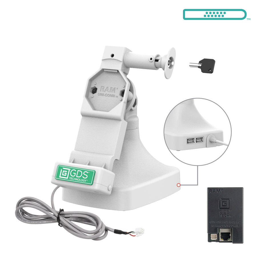 GDS® Uni-Conn™ Locking Tilt & Swivel Dock with PoE - Gray