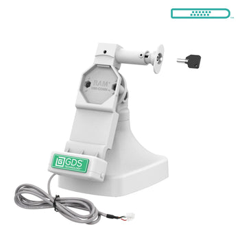 RAM-GDS-DOCKL-D14-U4E-GRY:RAM-GDS-DOCKL-D14-U4E-GRY_1:GDS Uni-Conn™ Locking Tilt & Swivel Dock with PoE - Gray