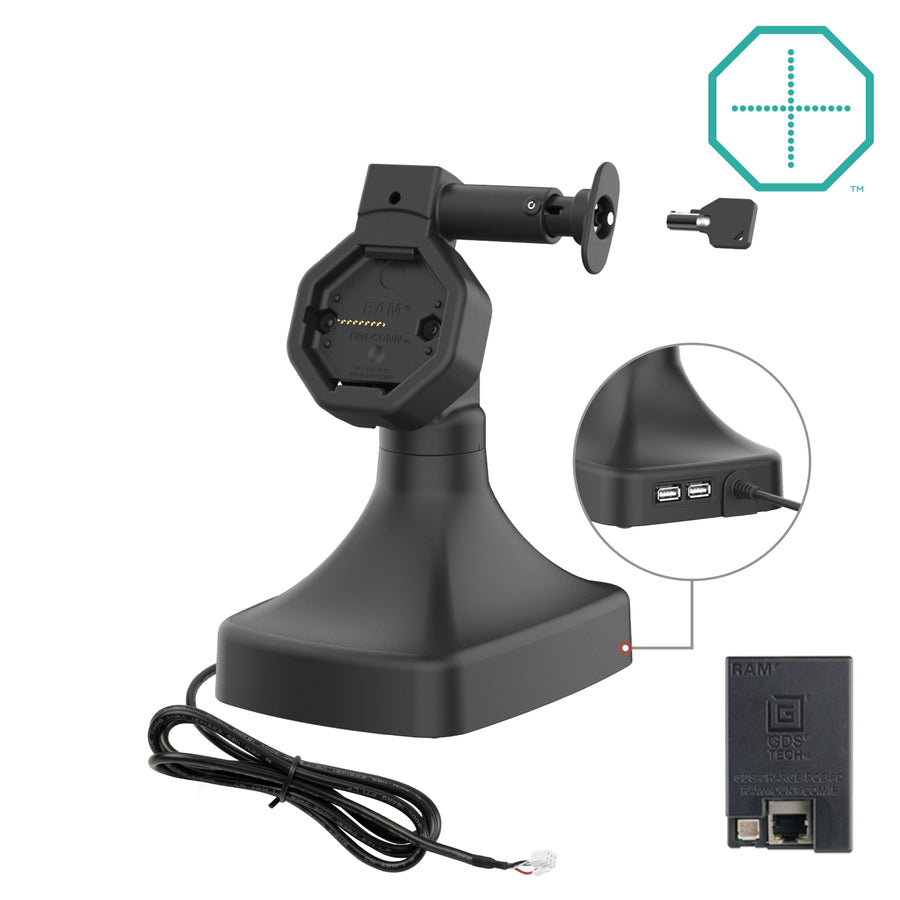 GDS® Uni-Conn™ Powered Locking Tilt & Swivel Dock with PoE + Data
