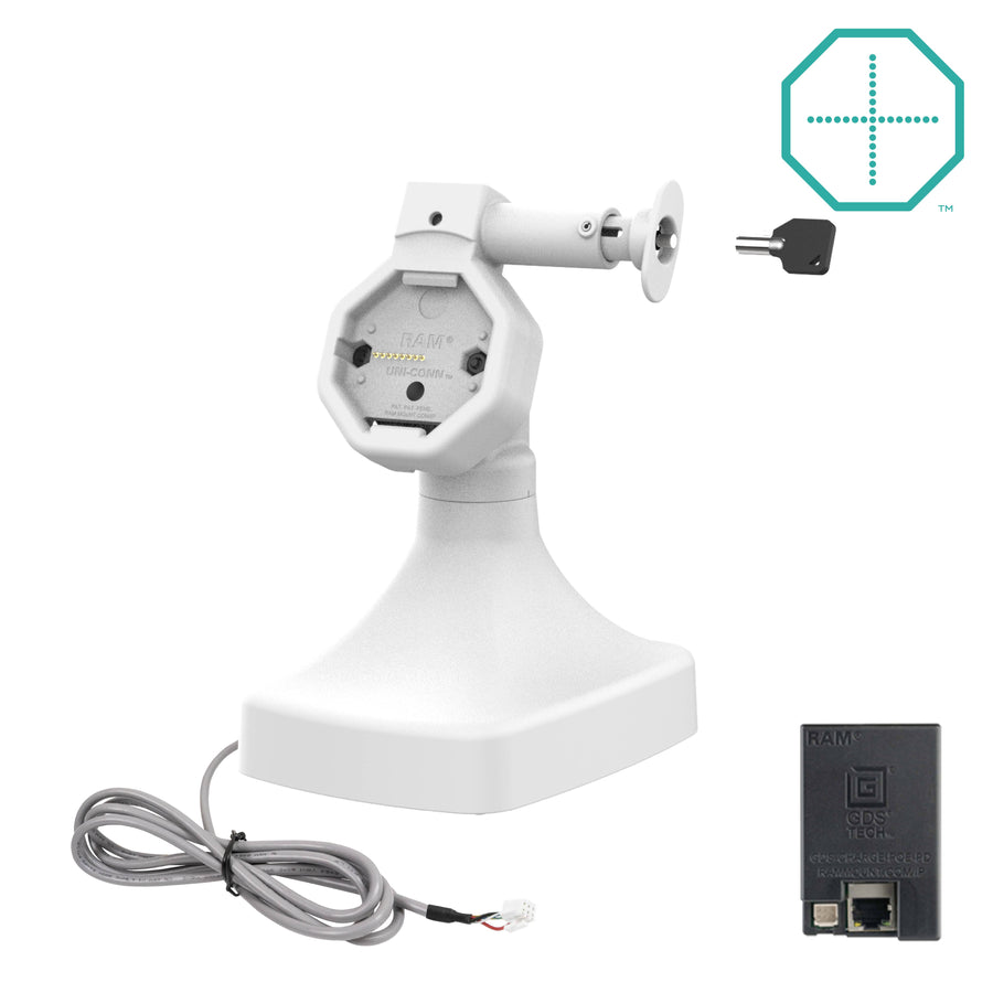 GDS® Uni-Conn™ Powered Locking Tilt & Swivel Dock with PoE - Gray