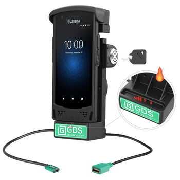 RAM-GDS-DOCKL-V12-ZE16CPDHU:RAM-GDS-DOCKL-V12-ZE16CPDHU_1:GDS Locking Powered Dock + USB-A for Zebra EC50/55 - Heated Pins