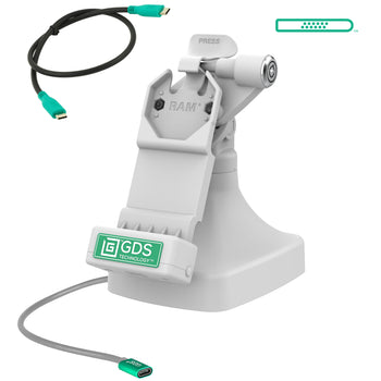 RAM-GDS-DOCKLR-D14-U1C-GRY:RAM-GDS-DOCKLR-D14-U1C-GRY_1:GDS Uni-Conn™ Locking Tilt & Swivel Dock with USB-C - Gray
