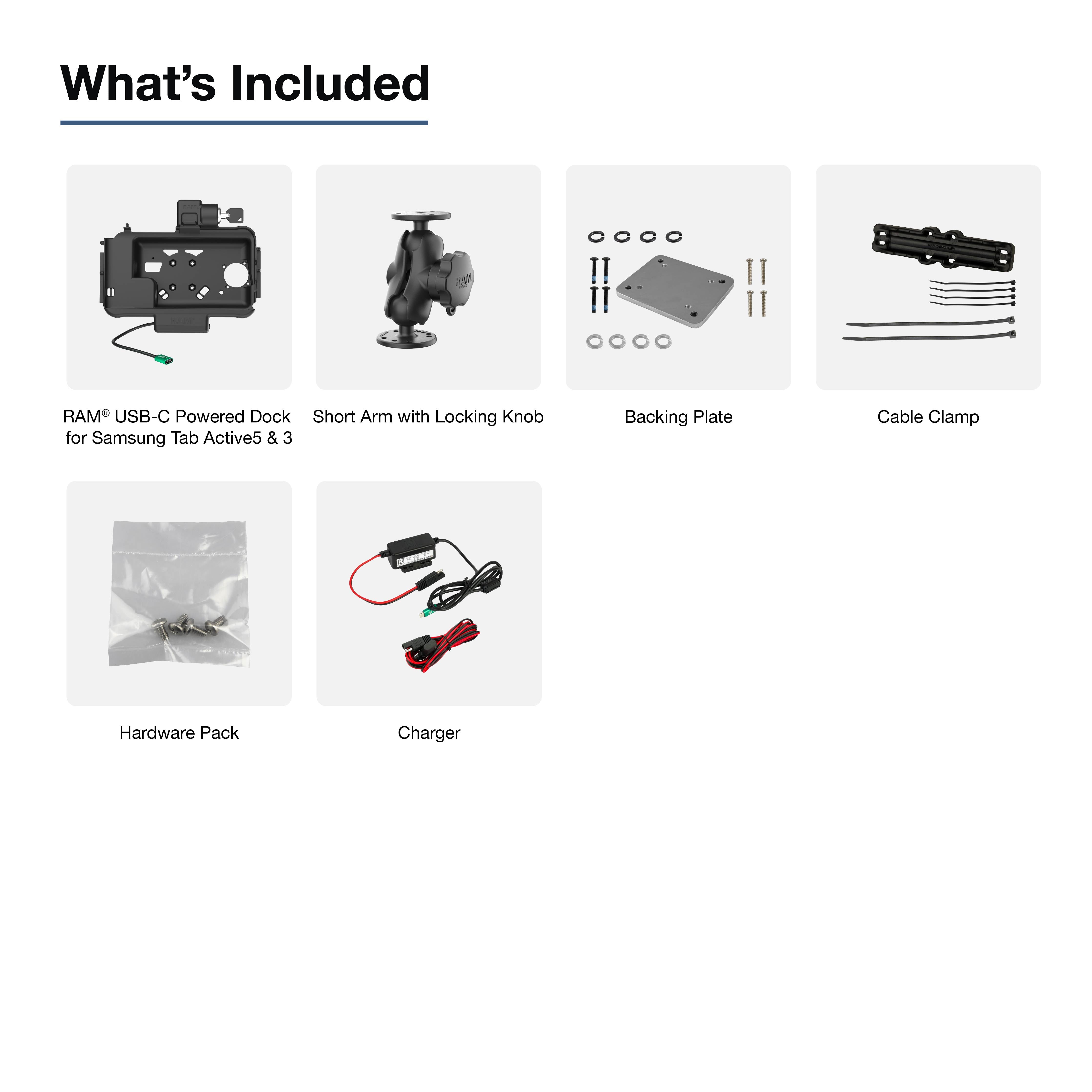 RAM® Locking Modular Powered Dock & Mount for Samsung Tab Active5