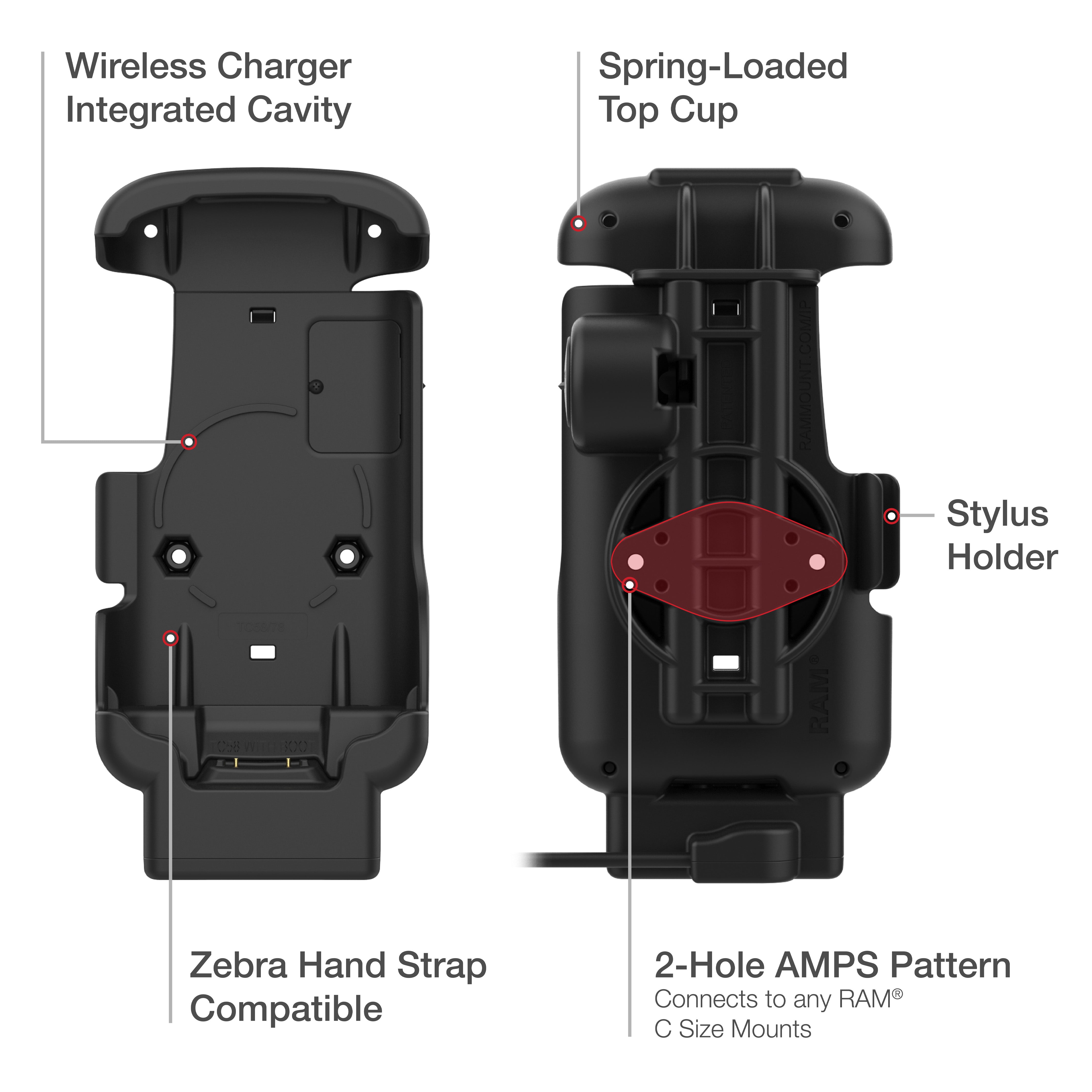 RAM® Form-Fit Powered Dock for Zebra TC53 & TC58 – RAM Mounts