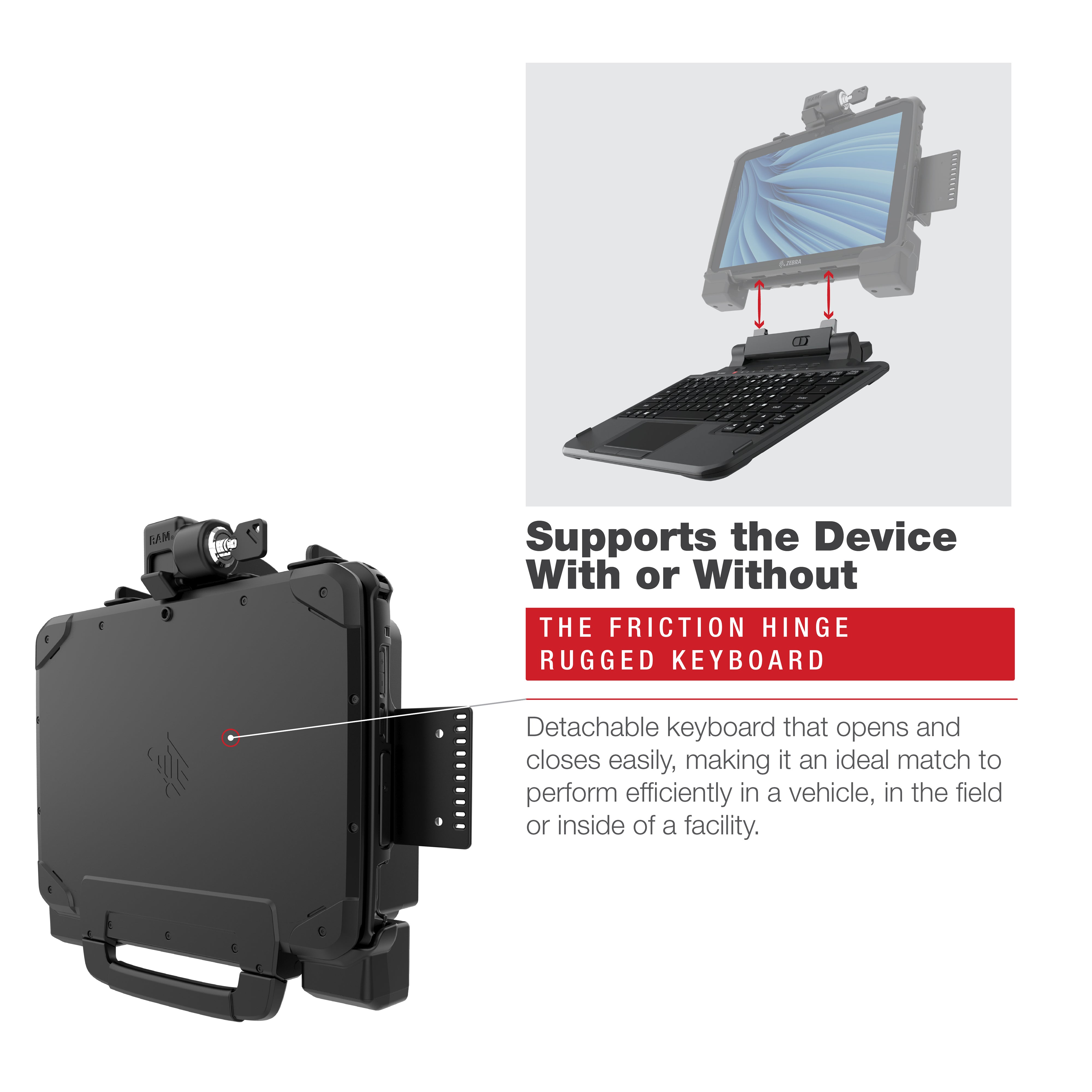 RAM® Locking Form-Fit Holder for Zebra ET8x 2-in-1 Tablet – RAM Mounts
