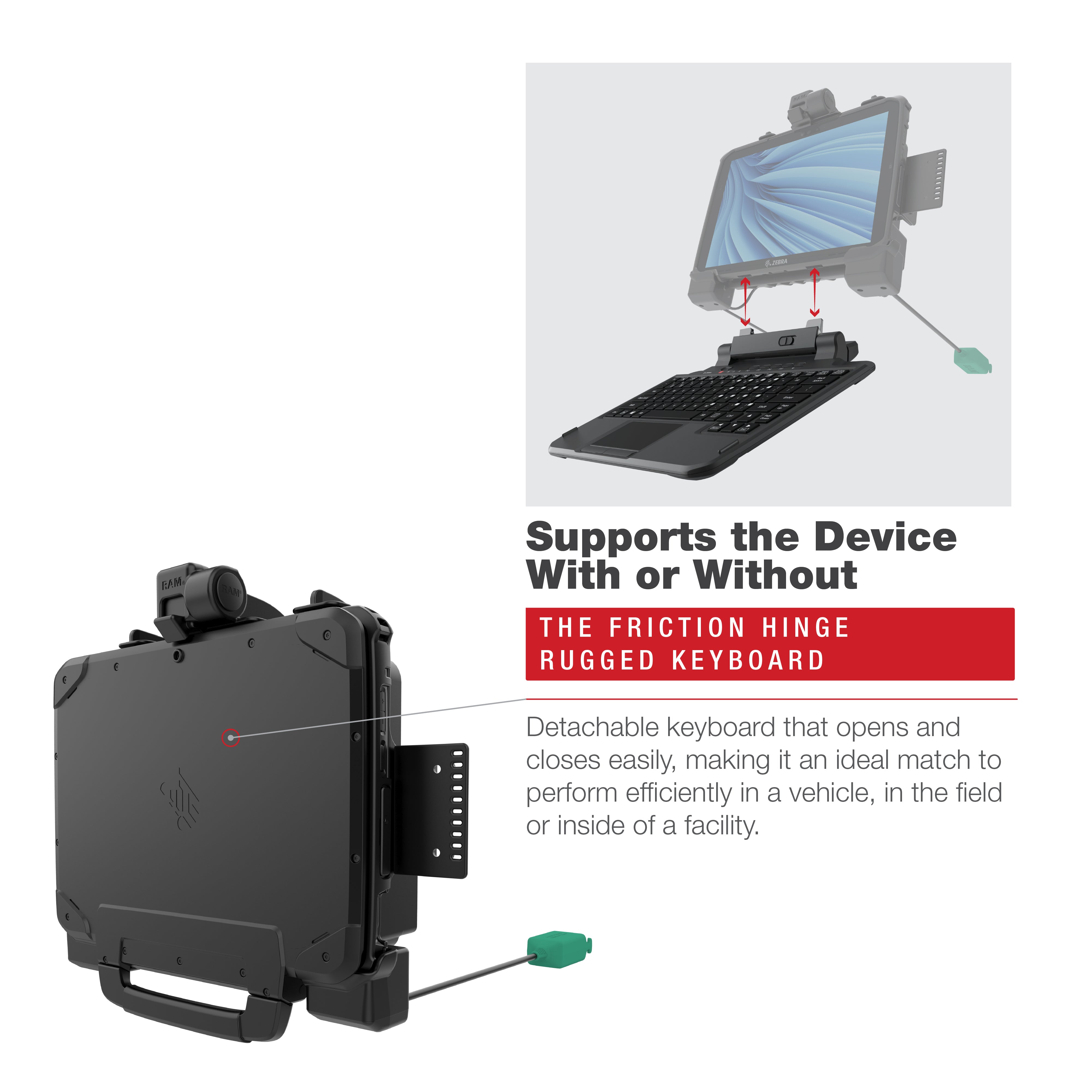 RAM® Power + Dual USB Dock for Zebra ET8x 2-in-1 Tablet – RAM Mounts