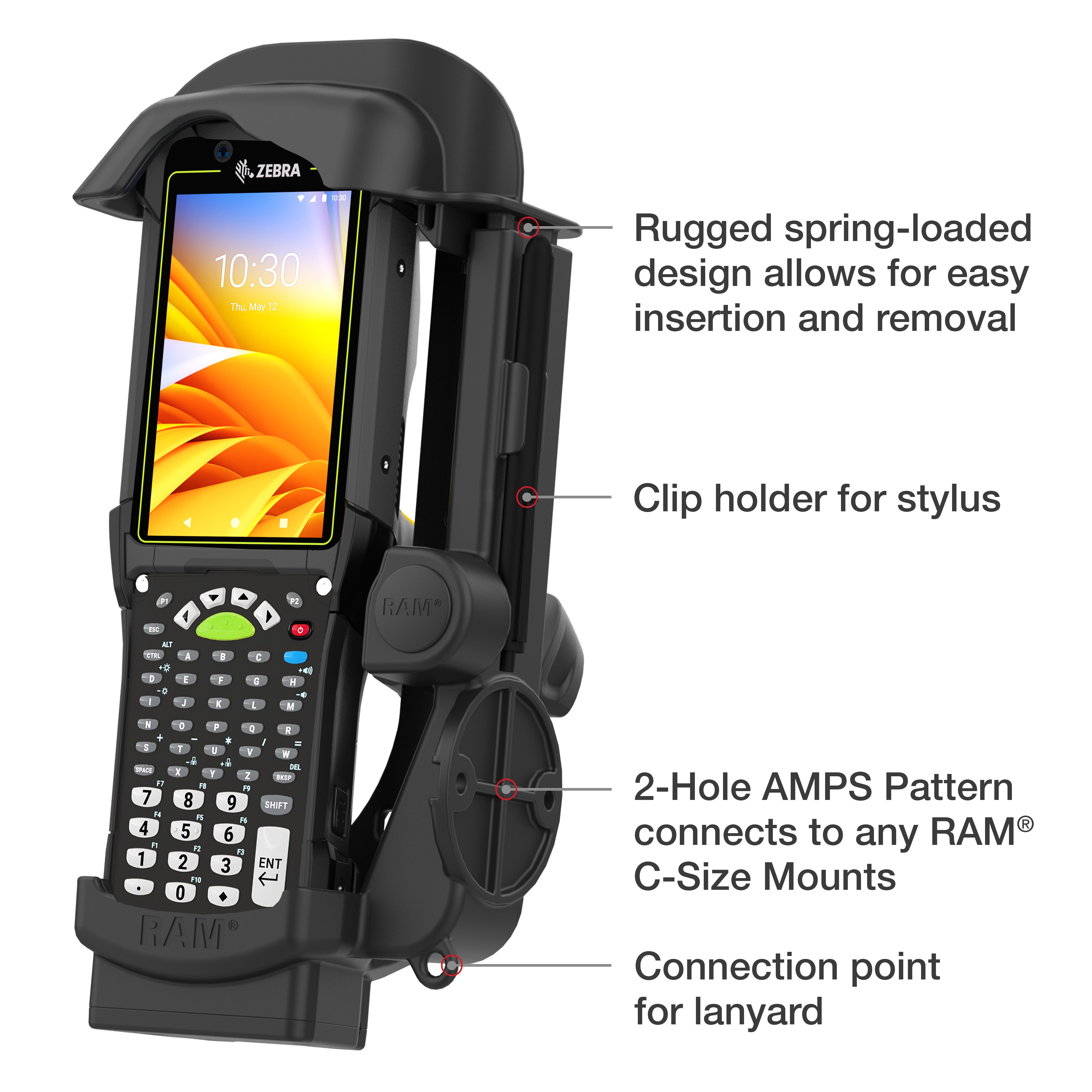 RAM® Spring Loaded Holder for Zebra MC9400 & MC9300 – RAM Mounts