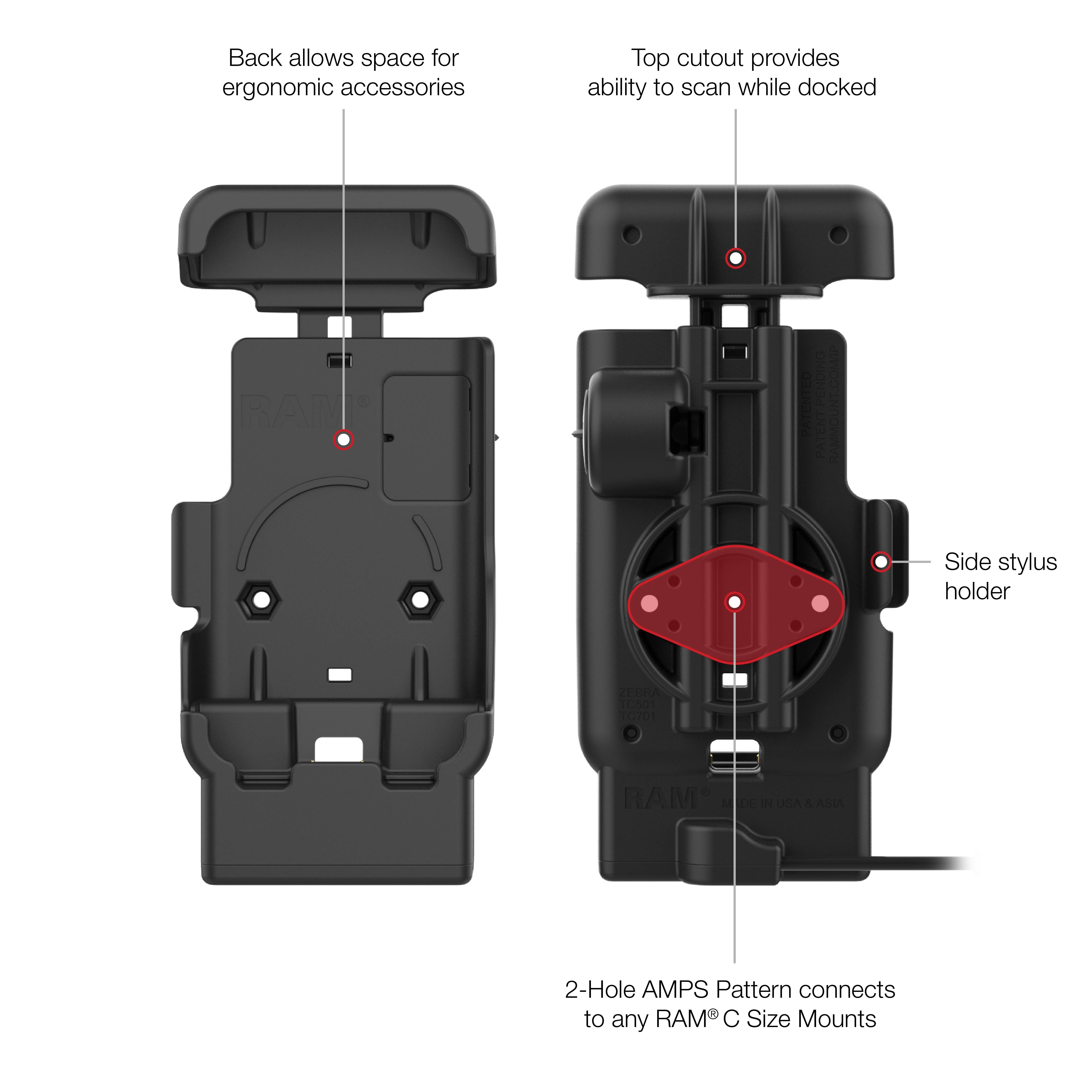 RAM® Powered Dock with Pogo Pins for Zebra TC701 – RAM Mounts