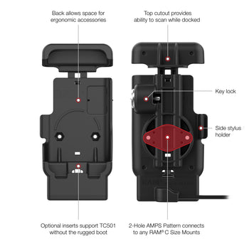 RAM® Locking Powered Dock with USB-C for Zebra TC501