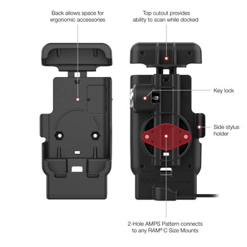 RAM® Locking Powered Dock with Pogo Pins for Zebra TC701