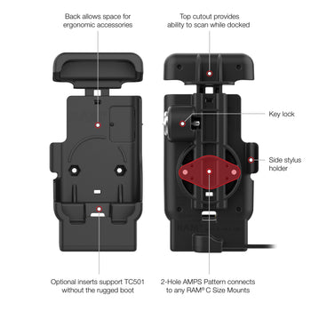 RAM® Locking Powered Dock with Pogo Pins for Zebra TC501