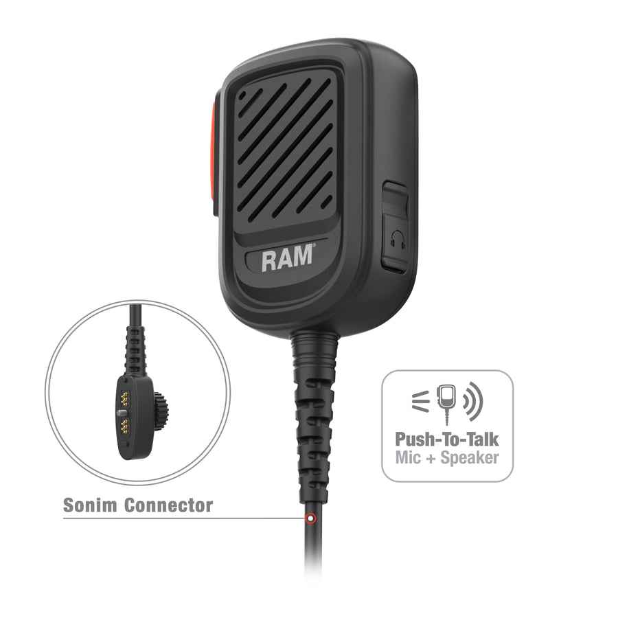 RAM® Remote Speaker Mic with Sonim SecureAudio Connector