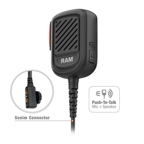 RAM® Remote Speaker Mic with Sonim SecureAudio Connector