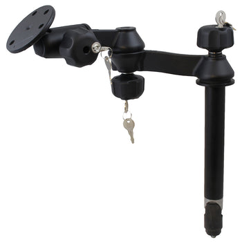 RAM-VP-SW1L-8-240:RAM-VP-SW1L-8-240_1:RAM 8" Upper Pole with Locking Double Swing Arms and Large Round Plate