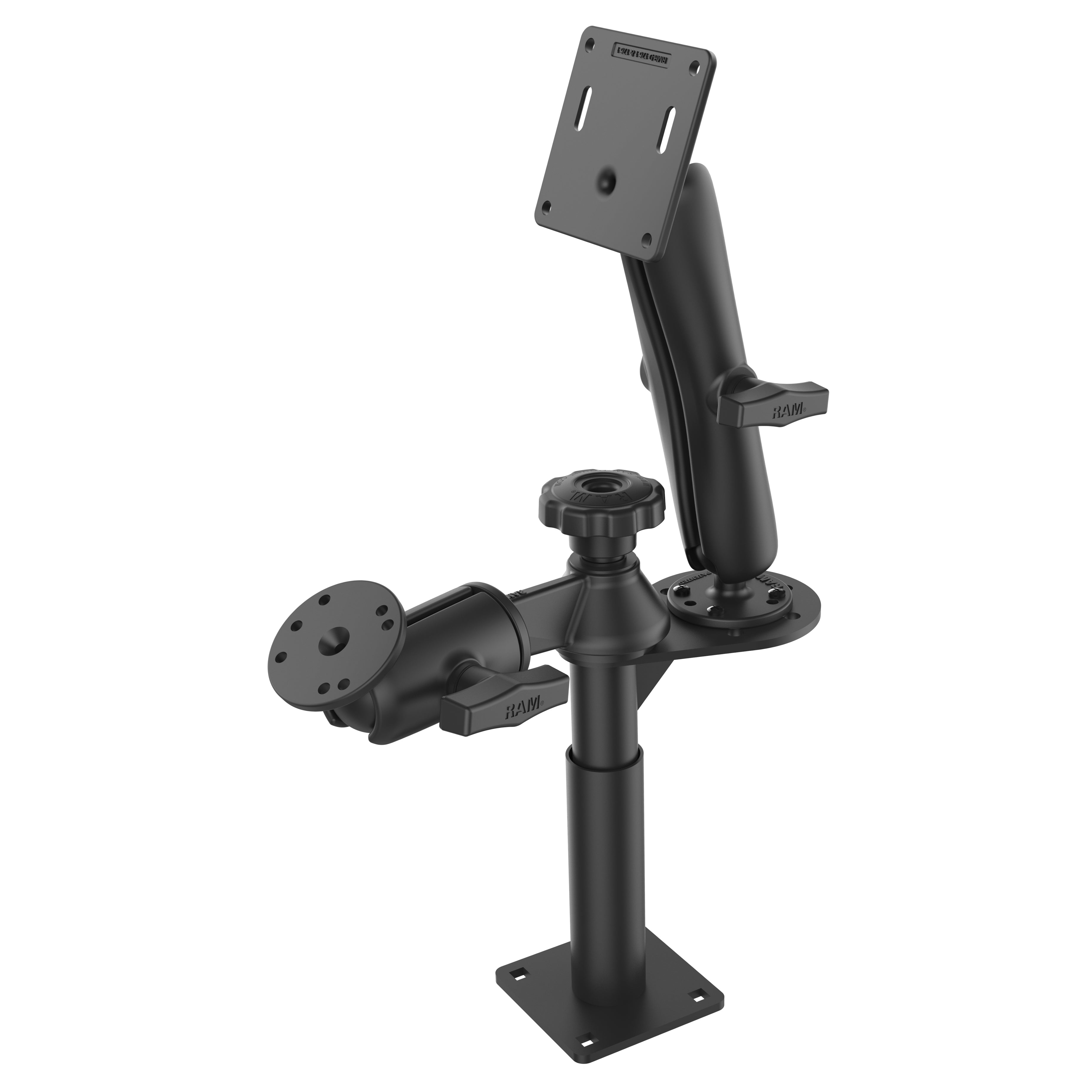 RAM® Tele-Pole™ with 4” & 5” Poles and Double Ball 75x75mm VESA Mount ...