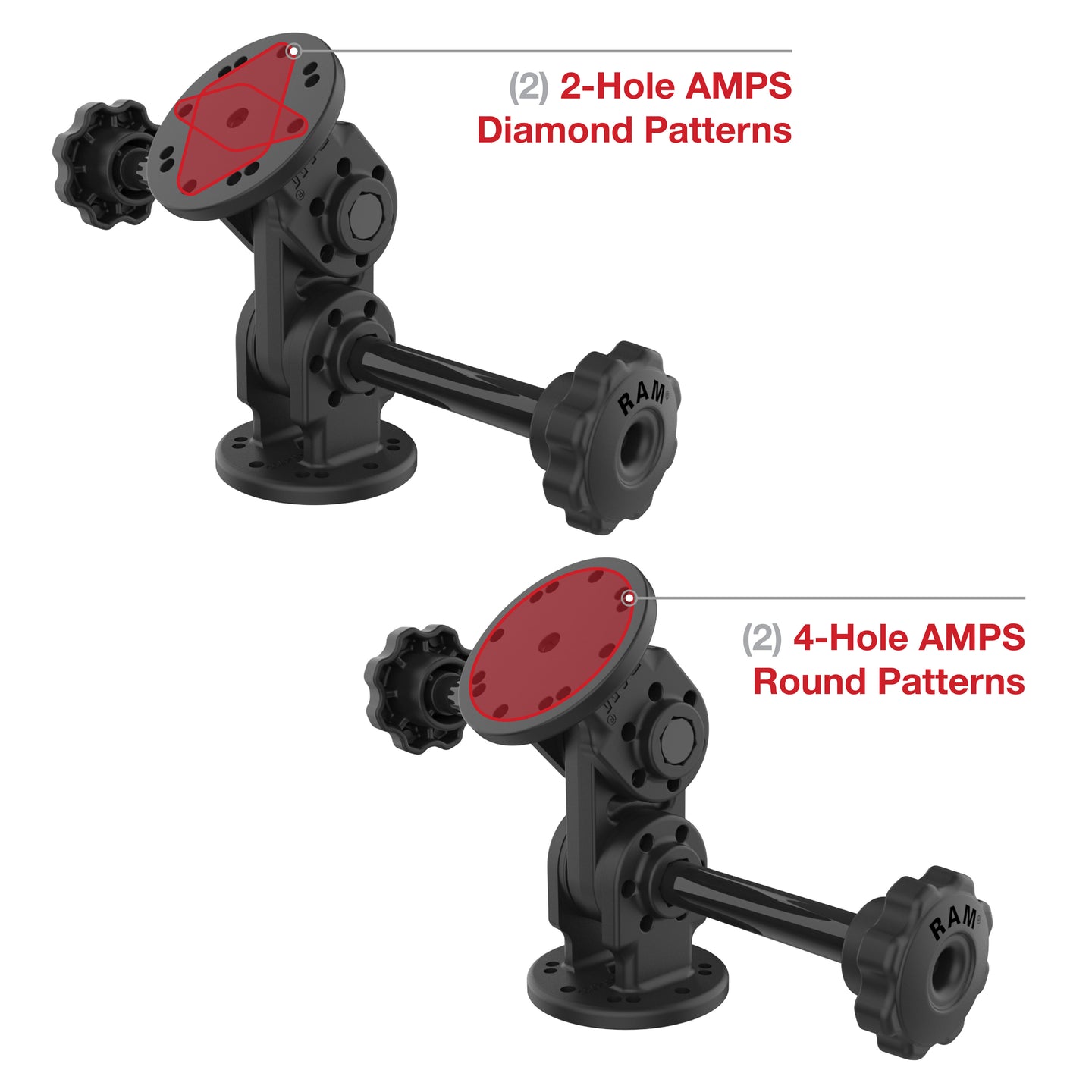 RAM® Dual Straight Pivot Mount with Knob – RAM Mounts