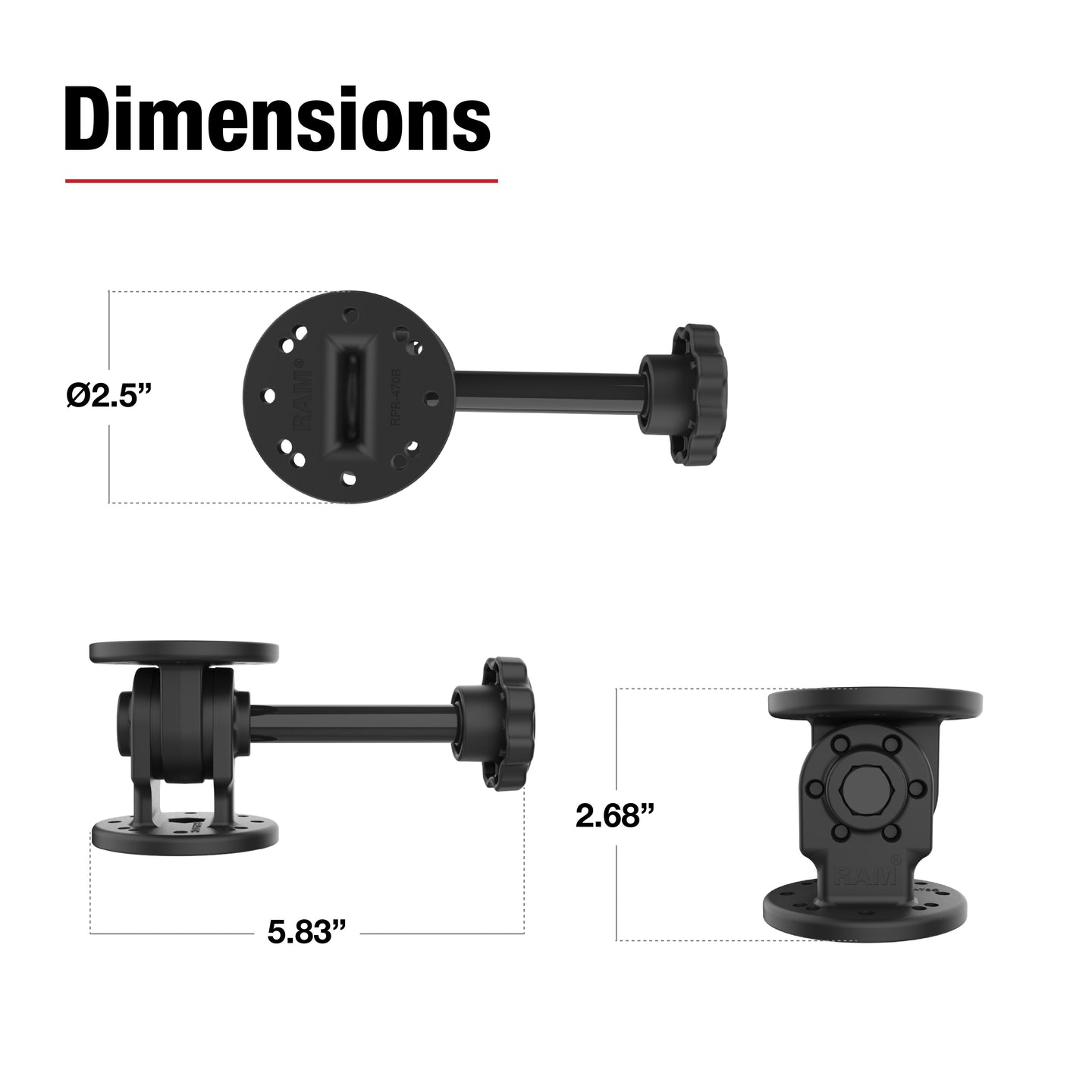 RAM® Single Pivot Mount with Knob – RAM Mounts