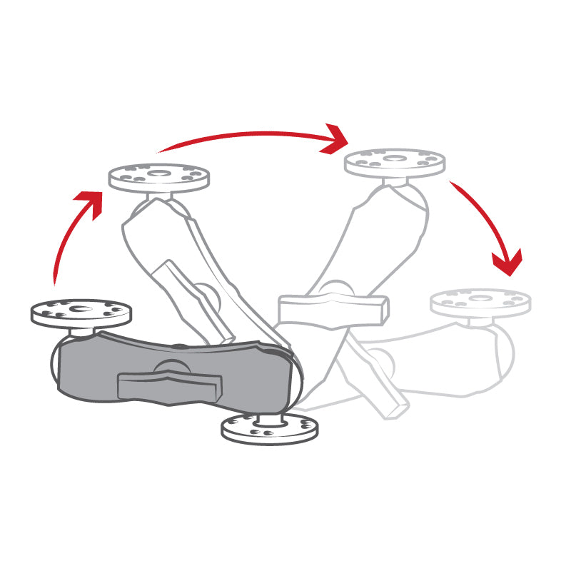 Connecteur à 360 Degrés Bras Pivotant RAM Mount RAP-BC-201U - Connecteur Composite Pour Boules 1 Et 1,5 - Rotation 360