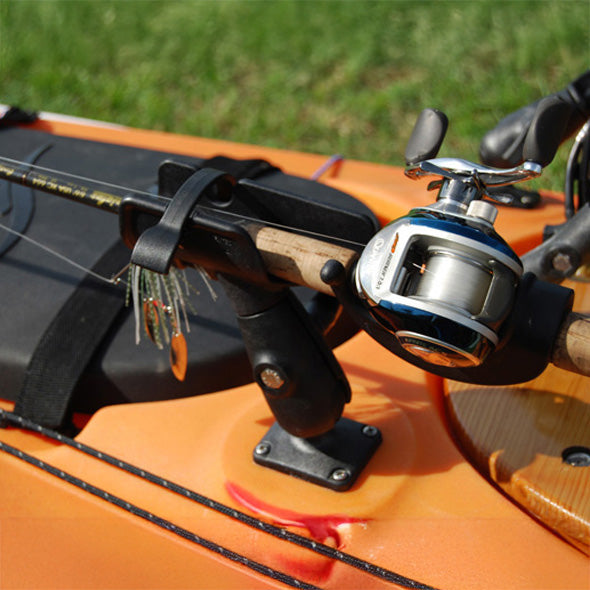 fly fishing rod holder for kayak YakAttack Omega Pro Bonafide Combination Side/Deck Mount which allows mounting on a flat deck surface or on the side of a gunwale or transom Scotty 265 Fly Rod Holder