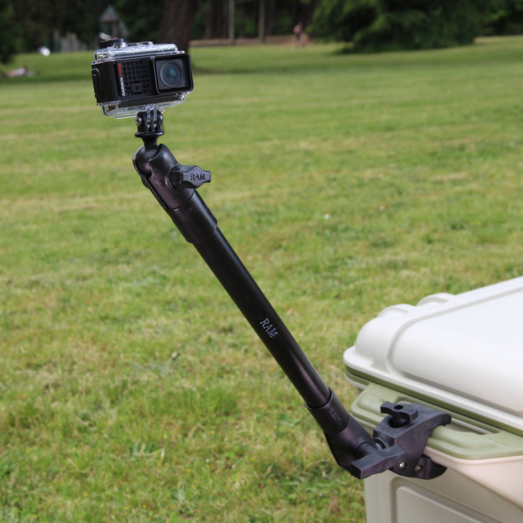 RAM® Tough-Pole™ Mounted with GoPro Action Camera on Cooler Outside | RAM® Mounts