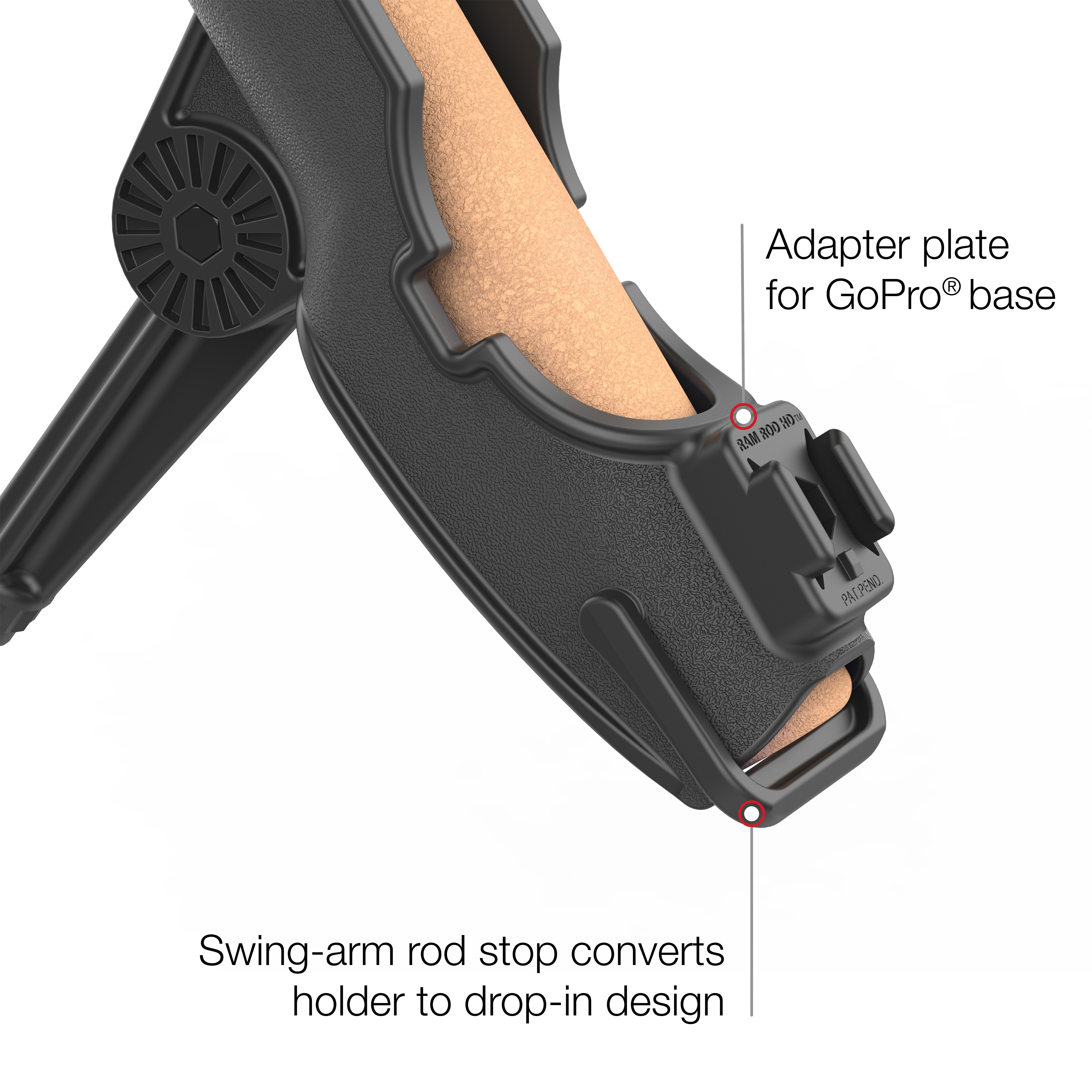 RAM ROD® HD Fishing Rod Holder with Bulkhead/Flat Surface Base